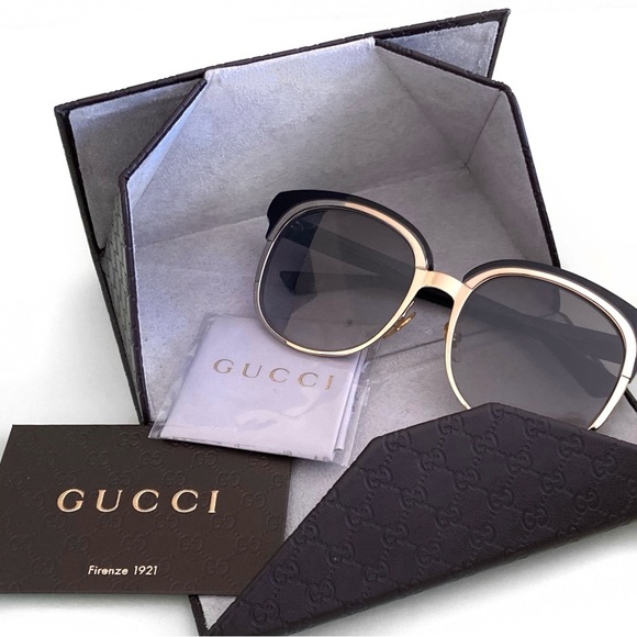 GUCCI Oversized Sunglasses GG4241/S Metal Acetate Gold Black - Picture 4 of 9